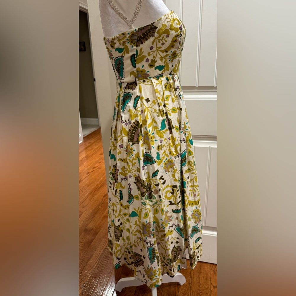 French Connection Cotton Strapless Midi Dress in Paisley Print with Sequin Hem - Picture 4 of 10